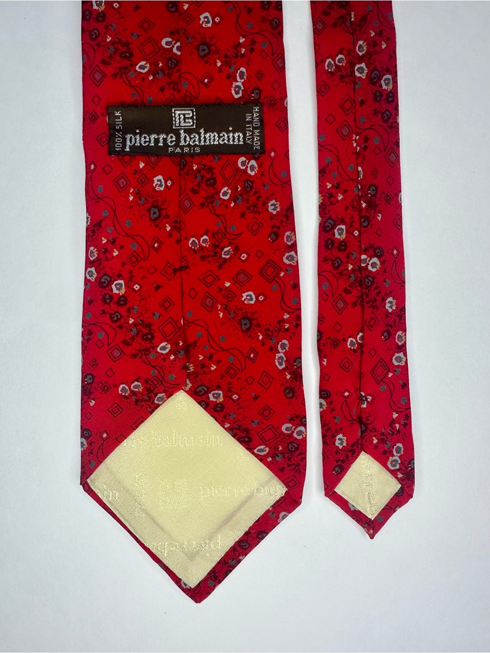 Pierre Balmain Red Floral Silk Tie - Picture 5 of 7